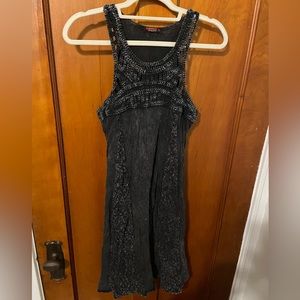 Stonewashed Cotton Dress with Crocet/Lace